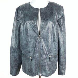 JM collection jacket 14 faux leather snake print